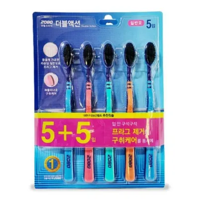 거취케어 프라그 제거 더블 액션 일반모 칫솔 5+5개입 치솔 틈새 세정 어금니 은나노