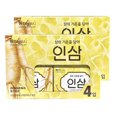 샤워비누 동산씨앤지 인삼 비누 세수 세안 90g 4개입 2개 얼굴비누