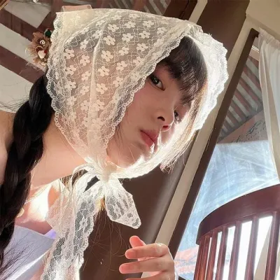 레이스스카프 삼각 헤드 머리 밴드 단품 스카프헤어밴드 묶는머리띠 모자코디 묶는