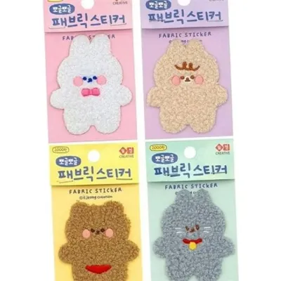 뽀글이 패브릭 스티커 귀여운 패브릭 스티커 뭉치 동물 다이어리 케이스 꾸미기 학용품 캐리어 어린이