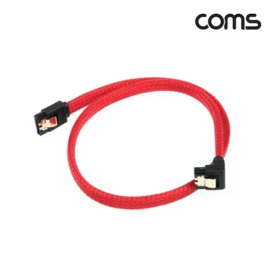 SATA3 HDD SSD 데이터 케이블 6Gbps 클립 Flat 메쉬 레드 50cm 정면 꺾임 메인보드 연결