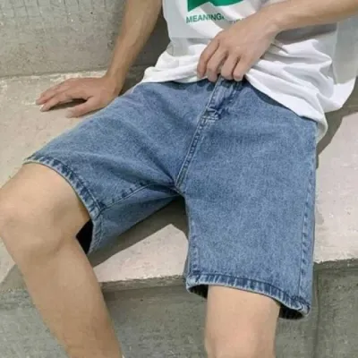 남성 데님 반바지 와이드 숏팬츠