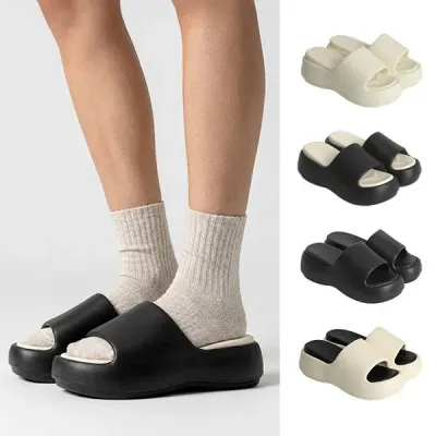 HICKIES 더블쿠션 미끄럼방지 산책화 편안한 여성 8cm 키높이 슬리퍼 LS920