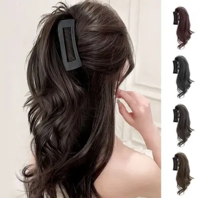 여성 포니테일가발 웨이브 집게핀 긴머리 헤어피스
