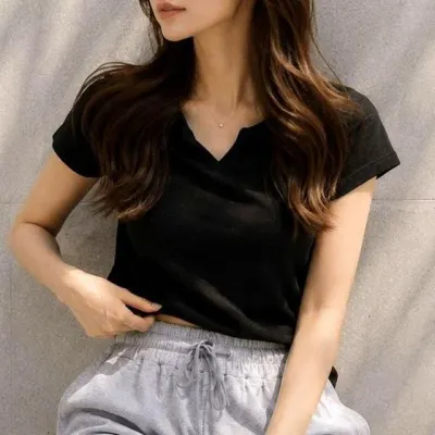 여성반팔티 여름넥트임 베이직 심플 반팔티셔츠 2컬러