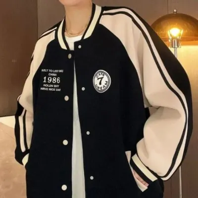 블루 야구점퍼 여성 오버핏 블루종 점퍼 여자 스타디움 자켓