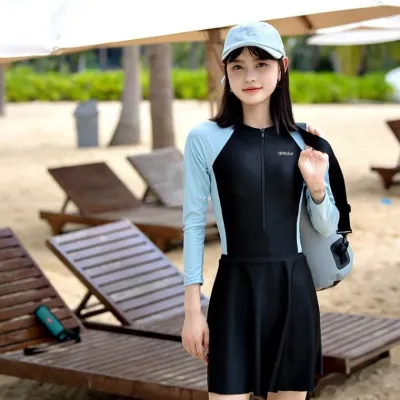 래쉬가드 여성용 온천 여름 신제품 온천 수영복 보수적인 원피스 플랫컷 배 가리기 수영복116