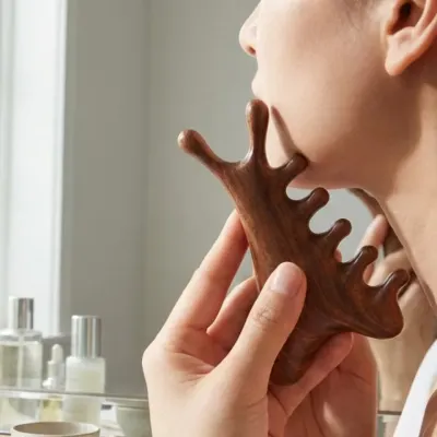 나무 괄사 마사지 두피 얼굴 나무 괄사 빗 지압 경락