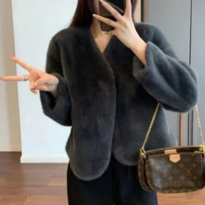 여성 하프 코트 겨울 퍼 자켓 무지 반코트 아우터