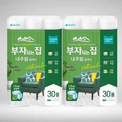 부자되는집 3겹 화장지 두루마리 휴지 30롤x2팩
