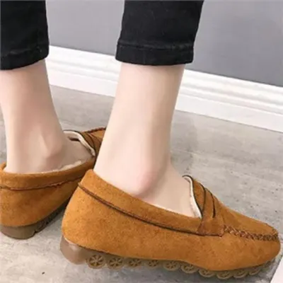 여성 겨울 로퍼 여성 로퍼 방한 드라이빙 스웨이드 기모 모카신 슬립온