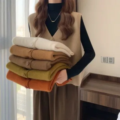 니트조끼 브이넥 레이어드 조끼 데일리 홈웨어 6컬러