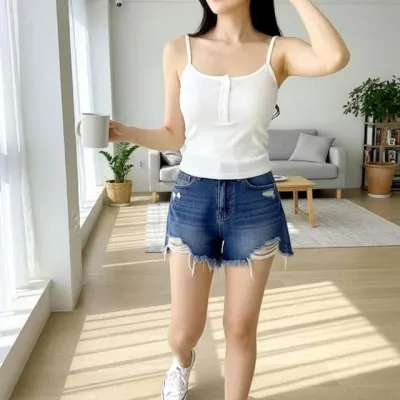 슬림나시 버튼넥 캡내장 여성 여름 데일리 3컬러