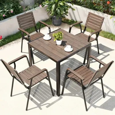 4인용 야외 카페 정원 사각테이블 의자 세트E-70CM