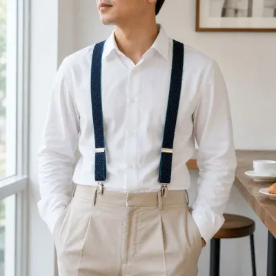국산 그린 남자 네이비 마름모 하객룩 배색 다이아 정장용 남성 멜빵 사계절 서스펜더