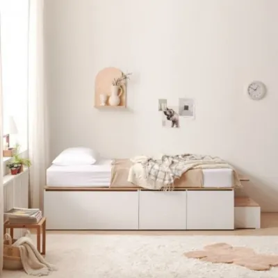 가구산책 대용량 높은수납침대Q 도어형 SET+독립봉합 매트리스 DN7054