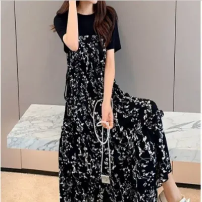 플라워원피스 데일리 여신반팔 올데이 캐주얼 원피스 사무실 하객룩 축하잔치