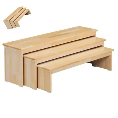 원목 삼단 의자 1개 대 가로1100mm 어린이집의자 유치원의자 유아의자 유아원목의자