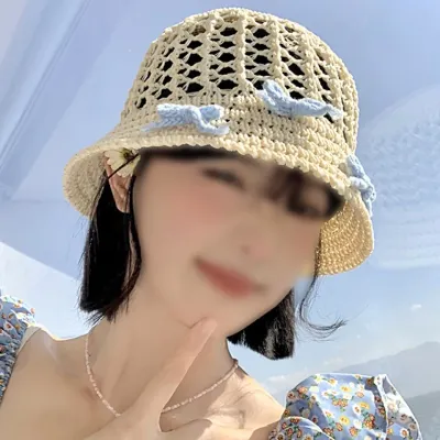 준캡 여름 성인모자 큰그물니트리본 니트모자 벙거지 면모자 썬캡 가림막 여성 여자 모자 버킷햇
