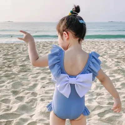 신생아수영복여아 아기 수영복 여자 아기 원피스 여자 아이 비키니 귀여운 속건 백리스 나비