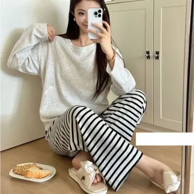 루즈핏 잠옷 홈웨어 긴팔 츄리닝 팬츠 상하 세트 여성홈웨어 상하세트