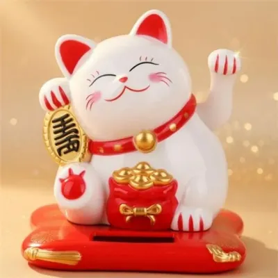 복 고양이 태양광 인형 손 흔드는 장식 인형 인테리어 부르는 행운 재물 피규어 흔들림 데스크 차량 축하