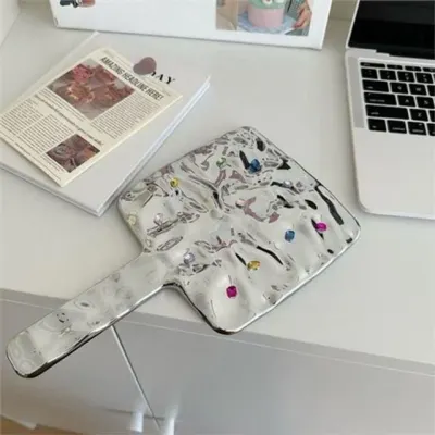 휴대용 손거울 핸디 다이아몬드 메이크업 거울 선물용 대형 화장대 사각형 장식 주름 소품 화장 보석