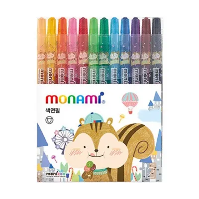 모나미 모니주 샤프식 색연필 12색 블루 새학기 준비물 이름표 견출지 세트