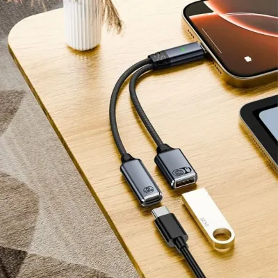 C타입 USB 듀얼 젠더 변환 케이블 노트북 핸드폰 연결 케이블