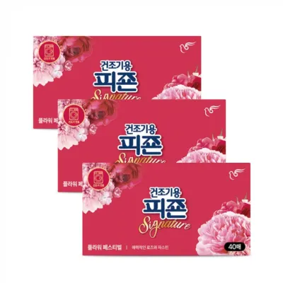 건조기용 피죤 플라워페스티벌 40매-3개 건조기시트 섬유유연제 건조기섬유유연제 빨래쉰내제거
