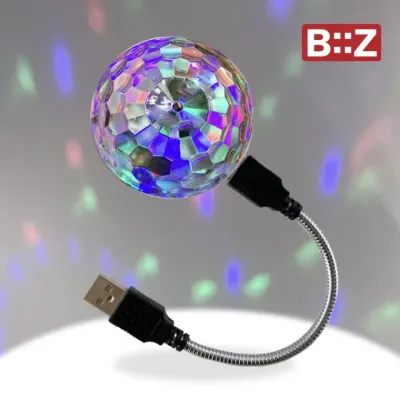 BiiZ USB 미러볼 360도 조명 소리감응 음향 음성 박수소리도 반응하는 노래방미러볼