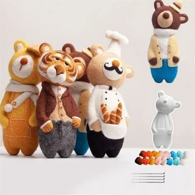 양모 펠트 인형 diy 양모 펠트 성인용 니들 만들기 초보자 키트 미니어처 생활