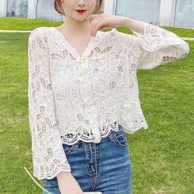 크로셰 여름가디건 여성가디건 화이트 가디건 긴팔 니트 여름 여성 니트가디건 여자가디건 여름가디건 여성