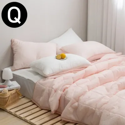 해피니 아이싱 스노우리플 여름 간절기 이불 패드세트 퀸 Q (이불 핑크.이불 패드 화이트) (베개솜 별매)