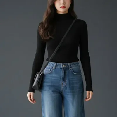 반목 하프넥 폴라 니트티 슬림 봄 가을 니트 반폴라 터틀넥