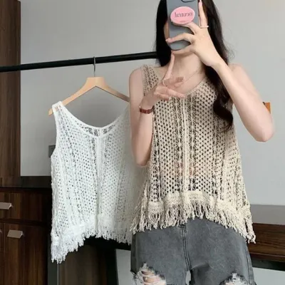 뷔스티에 레이어드 조끼 여름 망사 나시 조끼나시세트 뷔스티에세트