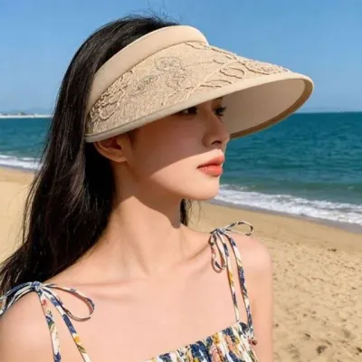 26019 돌돌이모자 여성모자 바캉스모자 썬캡 레이스 엠에스 여름모자 로즈 레이스모자 라피아모자