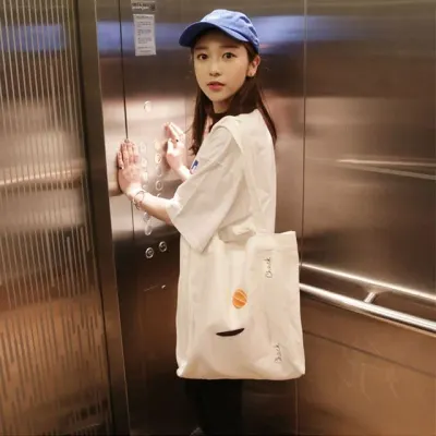 여성 캔버스 자수 에코백 데일리 숄더백