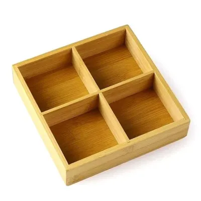 4칸 대나무서랍정리함 사무용 소품수납 칸막이