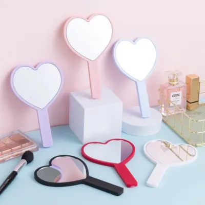 하트손거울 도매 사랑 핸들 휴대용 휴대용 거울 소녀 귀여운 작은 거울 Diy 아름다움 선물