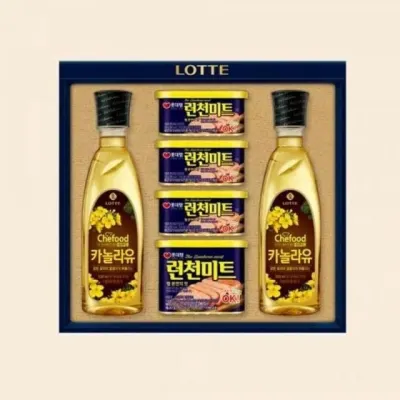 롯데 프리미엄 혼합 7호 로스팜 캔햄 카놀라유 선물세트