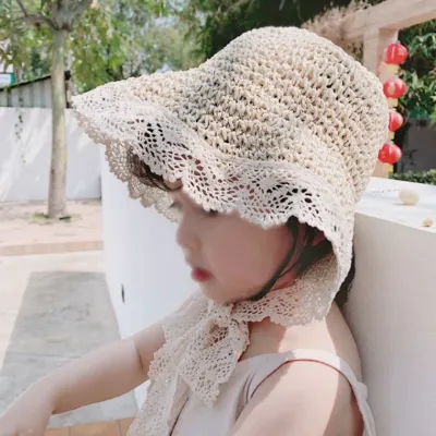 준캡 유아 아동 어린이 레이스빈티지 보넷형 밀짚모자 봄 여름 가을 자외선차단 귀여운모자