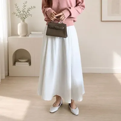 A라인 핀턱 여성 여름 롱스커트 긴치마 외출룩
