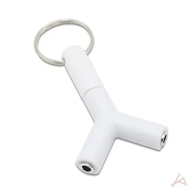 이어폰잭 3.5mm Y형 분배기 키링 포함 화이트