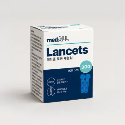 [메드올] 란셋 30G 100pcs 재사용가능 멸균 수동 채혈침 1통(100개) 란싯 당뇨 사혈 난셋 최저가