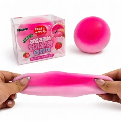 리얼크런치 딸기 설기빵 슬랑이 말랑이 1개 마시멜로우 촉감놀이 주물럭 장난감 선물 스트레스볼 팝잇 모찌