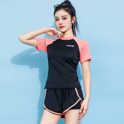 은창]스포티 핑크 엣지 라인 래쉬가드 수영복 비키니 모노키니 여름 비치 휴가 바지 팬츠 세트 몸매보정