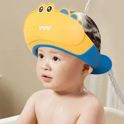 편안한 아기샴푸캡 귀여운 악어 머리감기 유아 헤어캡