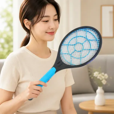 블루 전기 파리채 모기 퇴치기 휴대용 건전지식 21x