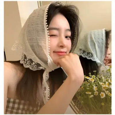 모자 스카프 반다나 쁘띠 목스카프 승무원 레이스 손잡이 가방 코디